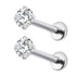 Studex Pygmy Flatback Push Pin Cubic Zirconia Earrings Stainless Steel Pair