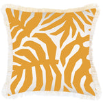 Escape to Paradise Cushion Cover Coastal Fringe Casa Palms Gold White 45CM X 45CM