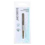 Basicare Flat Tip Tweezers With Half Gold Blade Stainless Steel 8.5CM