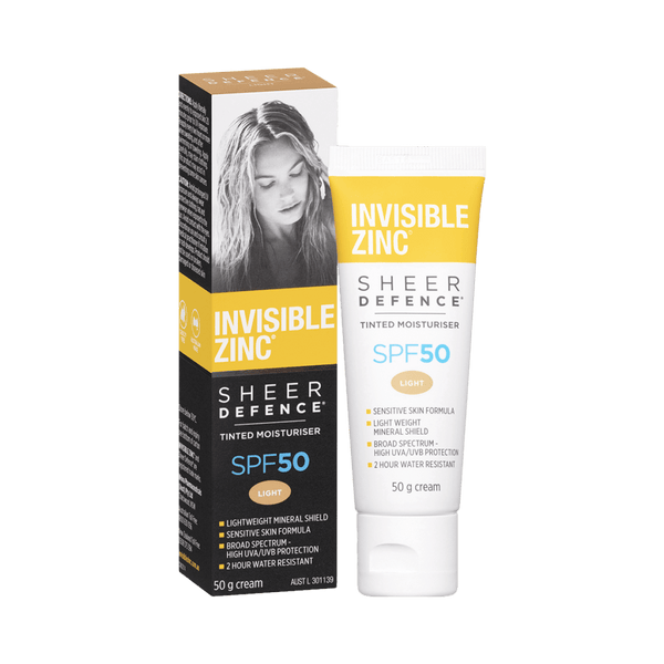 Invisible Zinc Sheer Defense Tinted Moisturiser Light Spf 50 50 g