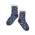 Nuzzles Sherpa Lined Leopard Print Socks Grey One Size