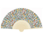 William Morris Bamboo Hand Fan Strawberry Thief Blue 21CM