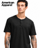 American Apparel 2004CVC Unisex Henley T Shirt Black