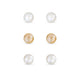 Ear Sense Gold Silver And Pearl Ball Trio Stud Earrings 4mm
