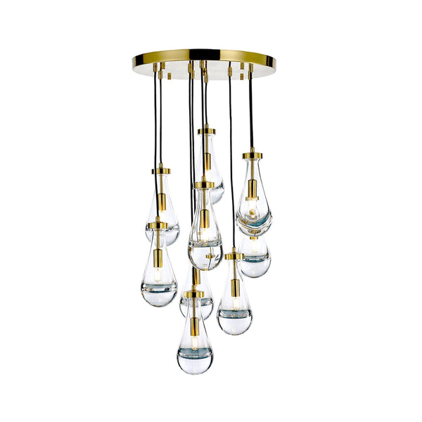 Rayne Collection - Round Cluster - W:50cm H:100cm- Brass Chandelier