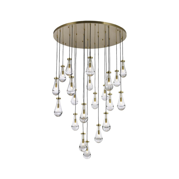 Rayne Collection - Round Cluster - W: 120cm H: 200cm - Brass Chandelier