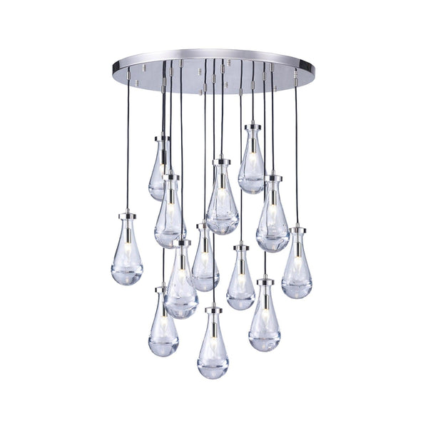 Rayne Collection - Round Cluster - W: 80cm H: 120cm - Polished Nickel Chandelier