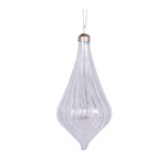 Pearl Blue Swirl Long Drop Christmas Bauble Ornament