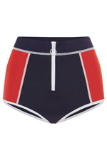 Duskii High Waist Zip Bottom Navy & Red