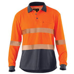 Eleven Workwear Spliced Hi-Vis Segmented 'Hoop' Taped L/S Polo Shirt Orange Light Charcoal XL