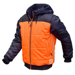 Eleven Workwear Hi-Vis Spliced Quilted Jacket w/ Fleece Hood Orange