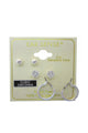 EarSense Silver Ball Stud Cubic Zirconia and Hoop Trio Earrings 15mm