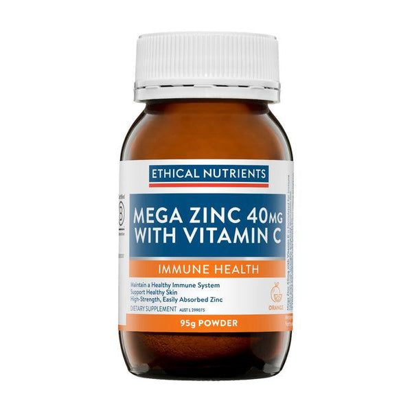 Ethical Nutrients Mega Zinc Powder With Vitamin C Powder Orange 95g