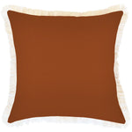 Escape to Paradise Cushion Cover Coastal Fringe Solid Terracotta 45CM X 45CM