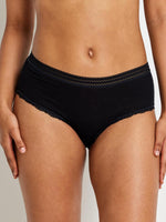 Kayser Modal Micro Rib with Lace Trim Mid Brief - Black