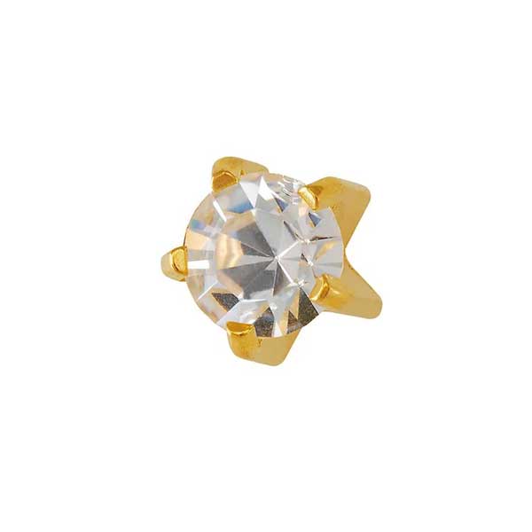 Rossan Fd2090L Cubic Zirconia Gold Clawset Piercing Stud - Large