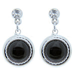 Rossan Round Stone Drop Earrings With Cubic Zirconia And Black Stone Fe4652