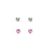 Rossan Petite Pink Crystal Heart Earrings in Sterling Silver