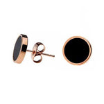 Rossan Black and Rose Gold Round Stud Earrings 10mm