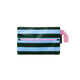 Project Ten Recycled Plastic Pencil Case Green Blue Stripe 23CM x 14CM