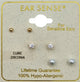 Ear Sense Small Gold Ball CZ & Pearl Trio