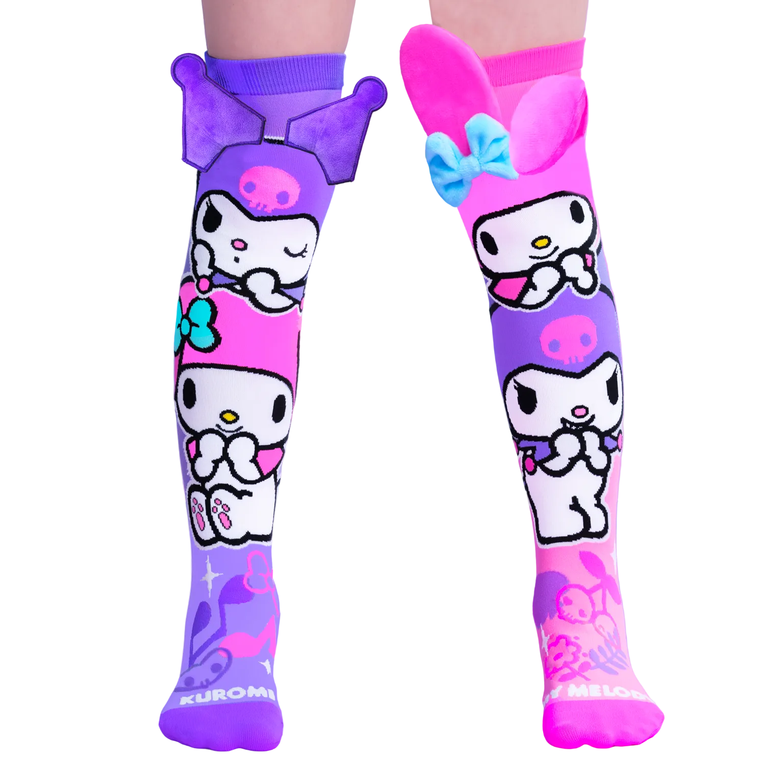 Madmia Kuromi And My Melody Sanrio Knee High Socks With 3D Plush Ears