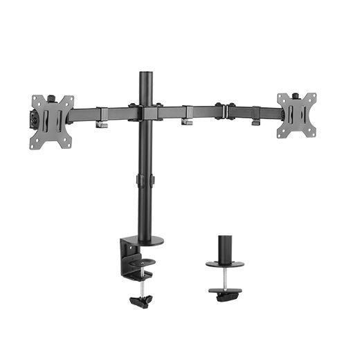 Brateck Dual Screens Economical Double Joint Articulating Steel Monitor Arm Fit Most 13’’-32’’ Monitors Up to 8kg per screen VESA 75x75/100x100