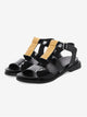 Arche Sample Makota Black Patent And Gold Flat Sandals
