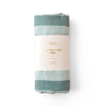 Fox & Fallow Sage Stripe Organic Muslin Wrap Swaddle