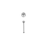 Rossan Sterling Silver Bone Nose Stud with 2MM Flat Top Clear Bezel 0.6MM