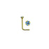 Rossan Bent Post Gold Plated Jewelled Nose Studs NS5096 Aquamarine