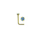 Rossan Bent Post Gold Plated Jewelled Nose Studs NS5096 Aquamarine