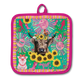 Lisa Pollock Carnival Cow Cotton Oven Mitt and Pot Holder Set