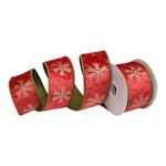 Theatre Seasonal Decor Red Gold Snowflake Print 64mm