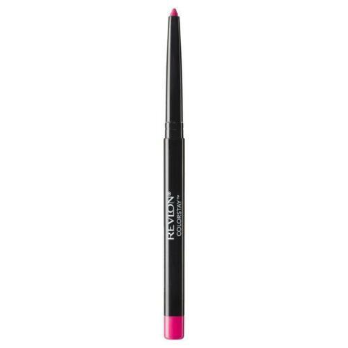 A close-up image of a Revlon Colorstay Lipliner pencil in Fuchsia, with the cap on and the tip slightly colored in pink.