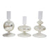 Lavida Glass Sparkle Taper Stick Candle Holder Set Silver