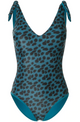 Duskii Oceane Tie Up Reversible One Piece Teal & Leopard Teal