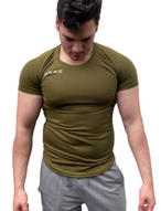 P.O.S.E Mens Shape Gym T-Shirt Tight Fit - Small / Army Green