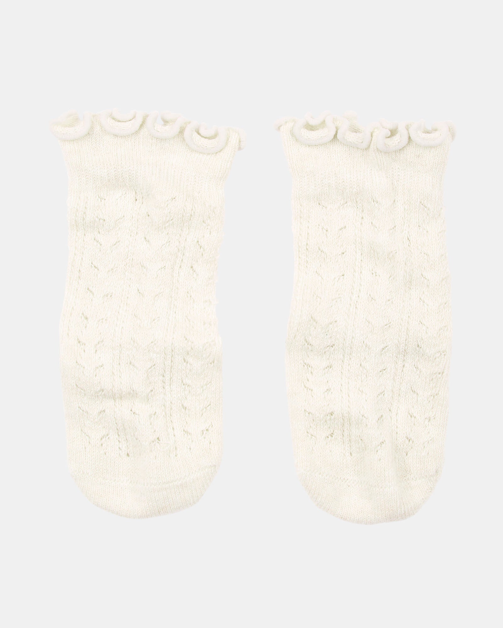 Toshi Organic Cotton Knee High Socks With Frilly Lace Cream