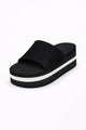 Indosole Women’s Platform Sandal Slide Black Sea Salt Stripe 10 to 11