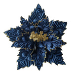 Artificial Poinsettia Clip On Flower Decoration Peacock Ice Blue 28CM