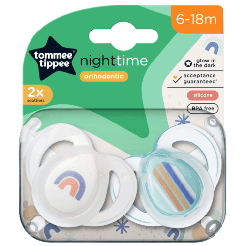 Tommee Tippee Night Time Orthodontic Soothers 6-18m 2 Pack