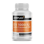 Amplio D3 1000 IU Vitamin D3 with Coconut Oil for Bone and Immune Support 60 Softgel Capsules