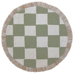Escape to Paradise Round Placemat Coastal Fringe Check Sage 40CM