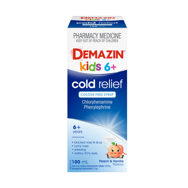 Demazin Kids 6+ Cold Relief Colour Free Syrup 100 ml