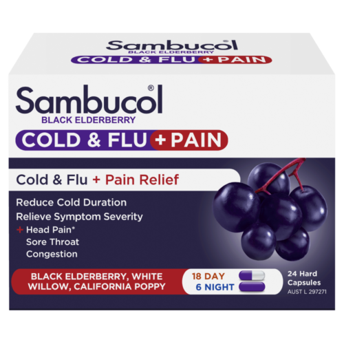 Sambucol Cold & Flu + Pain Relief 24 Capsules