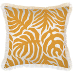 Escape to Paradise Cushion Cover Coastal Fringe Casa Palms Gold White 60CM x 60CM