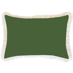 Escape to Paradise Cushion Cover Coastal Fringe Solid Dark Green White 35CM X 50CM