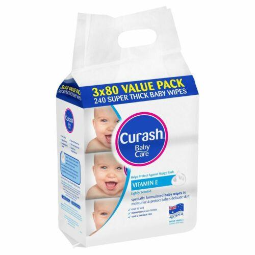 Curash Babycare Vitamin E Baby Wipes 3 X 80 Pack