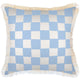 Escape to Paradise Cushion Cover Coastal Fringe Check Blue White 60CM X 60CM